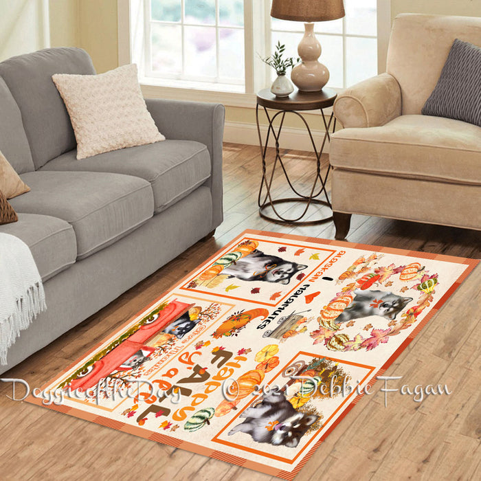 Happy Fall Y'all Pumpkin Alaskan Malamute Dogs Polyester Living Room Carpet Area Rug ARUG66544