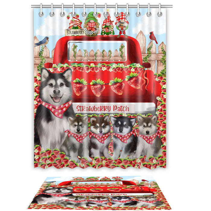 Alaskan Malamute Shower Curtain with Bath Mat Combo: Curtains with hooks and Rug Set Bathroom Decor, Custom, Explore a Variety of Designs, Personalized, Pet Gift for Dog Lovers