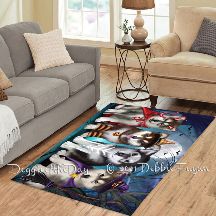 Happy Halloween Trick or Treat Alaskan Malamute Dogs Polyester Living Room Carpet Area Rug ARUG66075