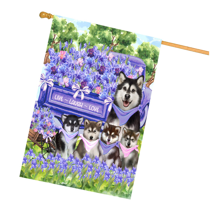 Alaskan Malamute Dogs House Flag for Dog and Pet Lovers, Explore a Variety of Designs, Custom, Personalized, Weather Resistant, Double-Sided, Home Outside Yard Decor