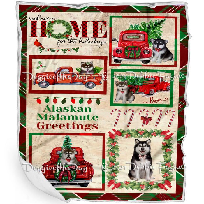 Welcome Home for Christmas Holidays Alaskan Malamute Dogs Blanket BLNKT71761