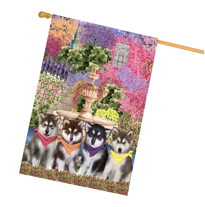 Alaskan Malamute Dogs House Flag: Explore a Variety of Designs, Weather Resistant, Double-Sided, Custom, Personalized, Home Outdoor Yard Decor for Dog and Pet Lovers