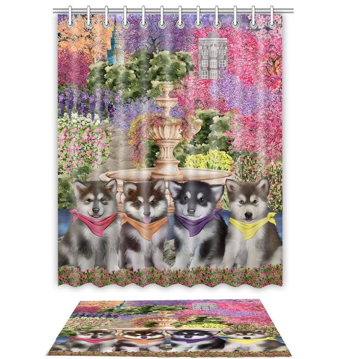 Alaskan Malamute Shower Curtain & Bath Mat Set, Bathroom Decor Curtains with hooks and Rug, Explore a Variety of Designs, Personalized, Custom, Dog Lover's Gifts