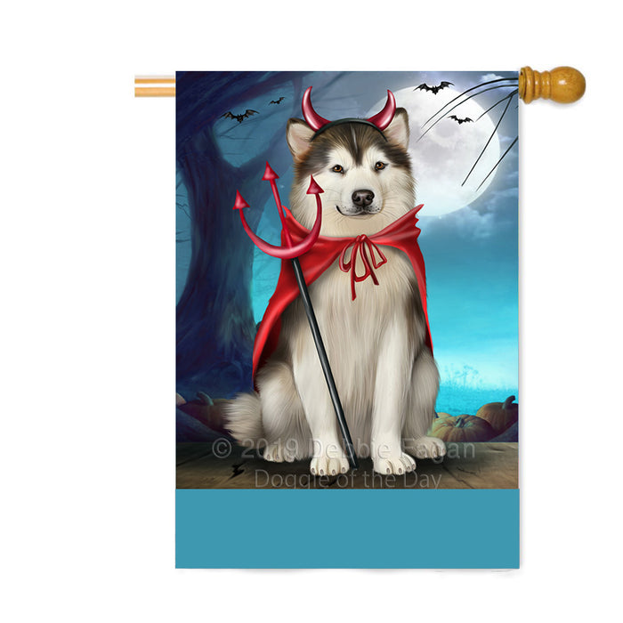 Personalized Happy Halloween Trick or Treat Alaskan Malamute Dog Devil Custom House Flag FLG64139