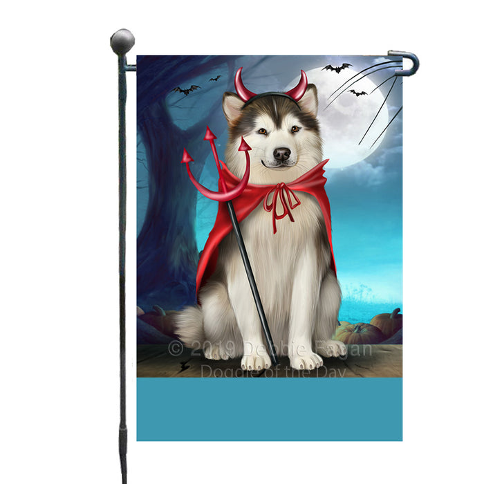 Personalized Happy Halloween Trick or Treat Alaskan Malamute Dog Devil Custom Garden Flag GFLG64448