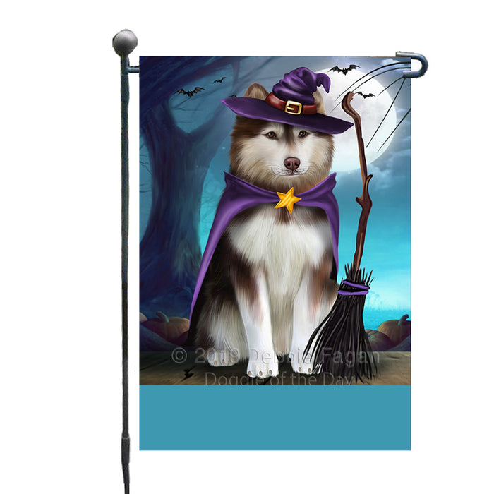 Personalized Happy Halloween Trick or Treat Alaskan Malamute Dog Witch Custom Garden Flag GFLG64558