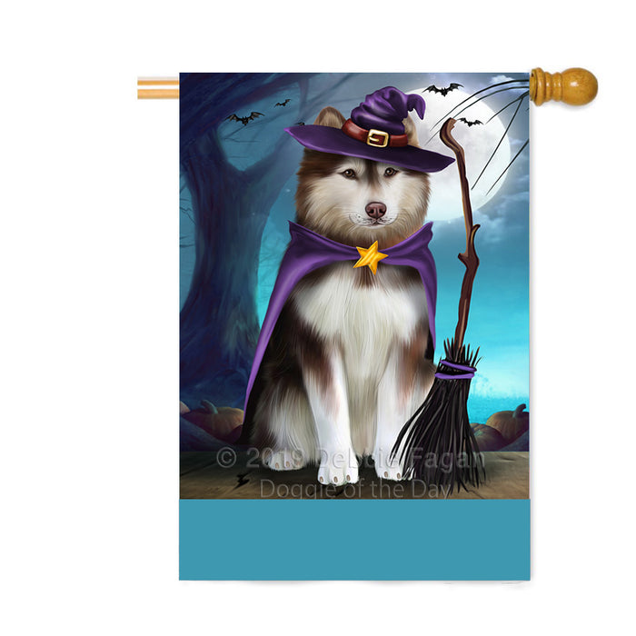 Personalized Happy Halloween Trick or Treat Alaskan Malamute Dog Witch Custom House Flag FLG64249