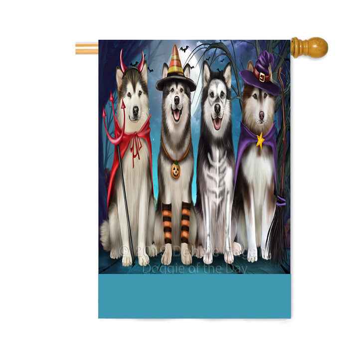 Personalized Happy Halloween Trick or Treat Alaskan Malamute Dogs Custom House Flag FLG64029