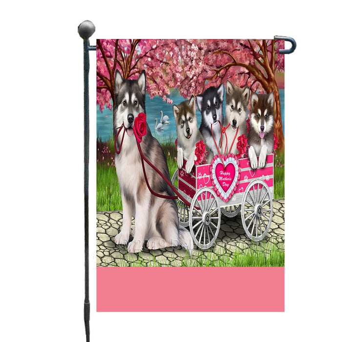 Personalized I Love Alaskan Malamute Dogs in a Cart Custom Garden Flags GFLG-DOTD-A62119