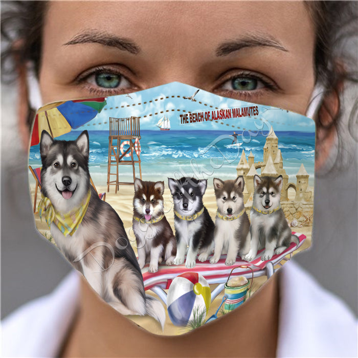 Pet Friendly Beach Alaskan Malamute Dogs Face Mask FM49061