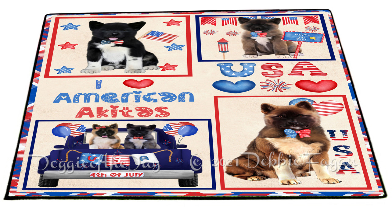 4th of July Independence Day I Love USA American Akita Dogs Floormat FLMS56083 Floormat FLMS56083