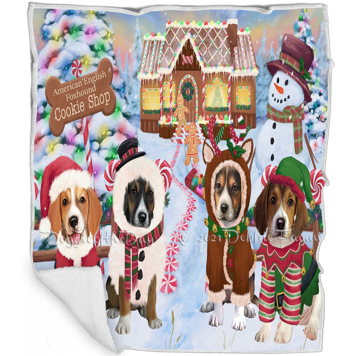 Holiday Gingerbread Cookie Shop American English Foxhound Dogs Blanket BLNKT143403