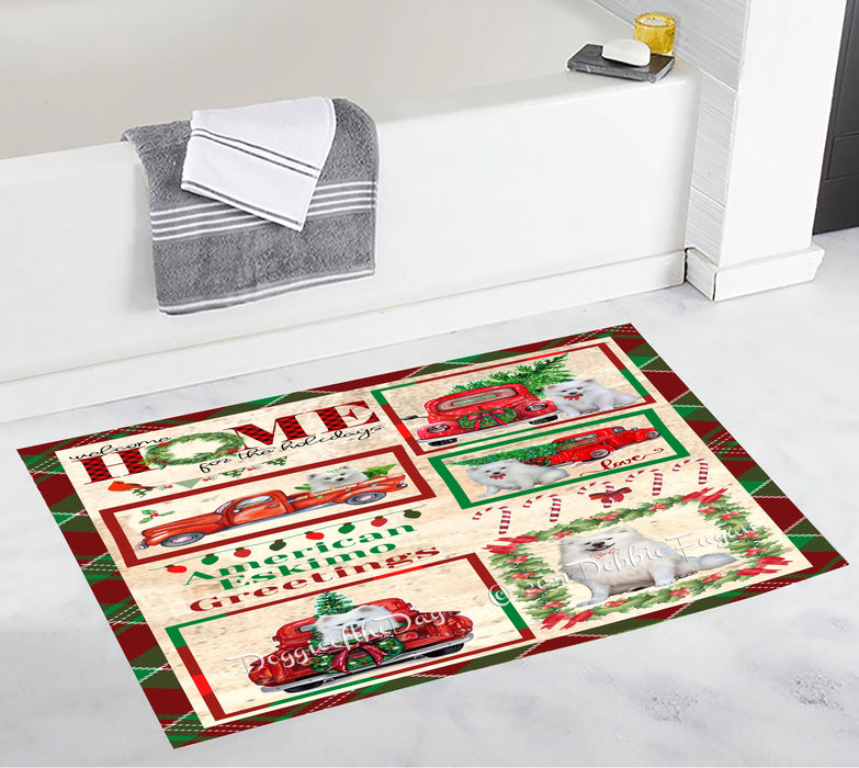 Welcome Home for Christmas Holidays American Staffordshire Dogs Bathroom Rugs with Non Slip Soft Bath Mat for Tub BRUG54241