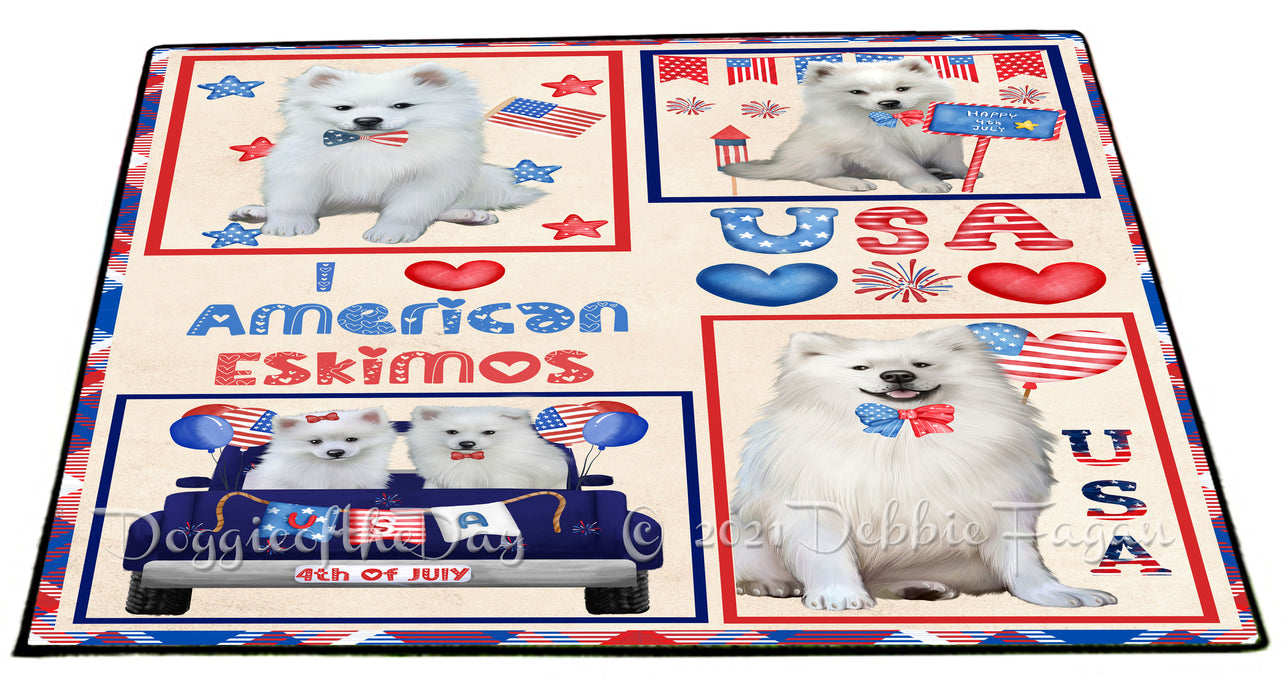4th of July Independence Day I Love USA American Eskimo Dogs Floormat FLMS56086 Floormat FLMS56086