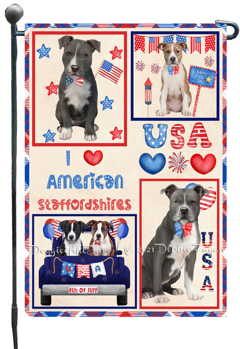 4th of July Independence Day I Love USA American Staffordshire Dogs Garden Flag GFLG66861