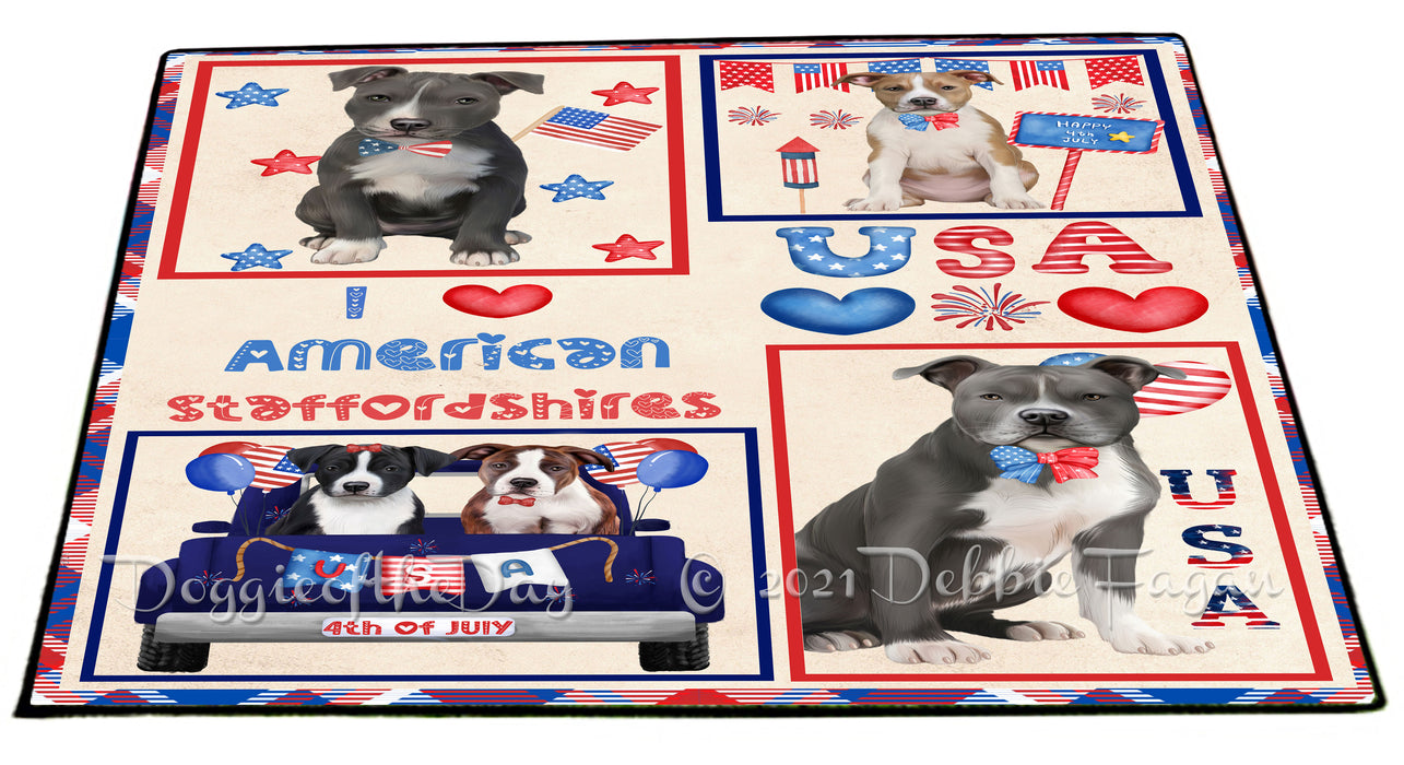 4th of July Independence Day I Love USA American Staffordshire Dogs Floormat FLMS56089 Floormat FLMS56089