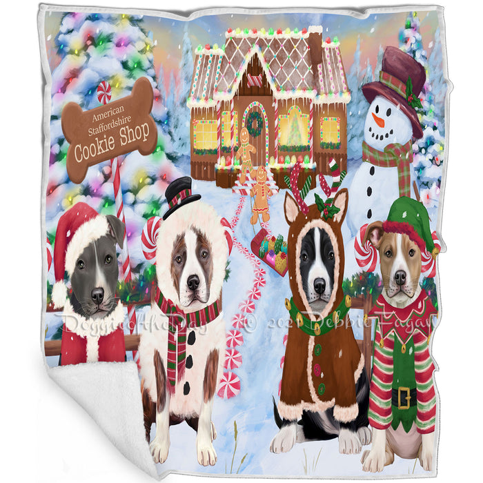 Holiday Gingerbread Cookie Shop American Staffordshires Dog Blanket BLNKT124275