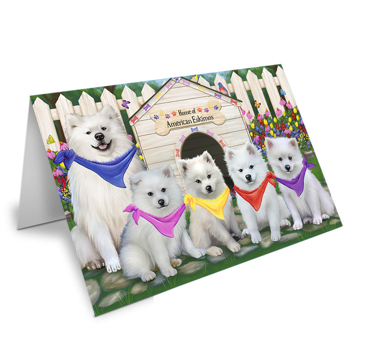 Spring Floral American Eskimo Dog Handmade Artwork Assorted Pets Greeting Cards and Note Cards with Envelopes for All Occasions and Holiday Seasons GCD53303
