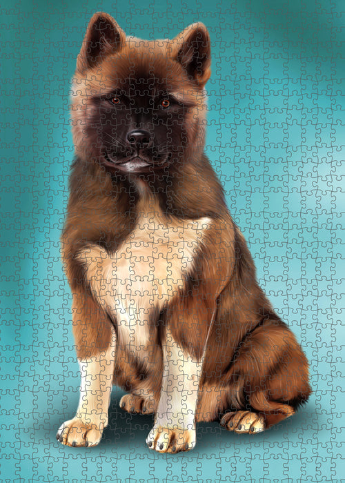 American Akita Dog Portrait Jigsaw Puzzle for Adults Animal Interlocking Puzzle Game Unique Gift for Dog Lover's with Metal Tin Box PZL991