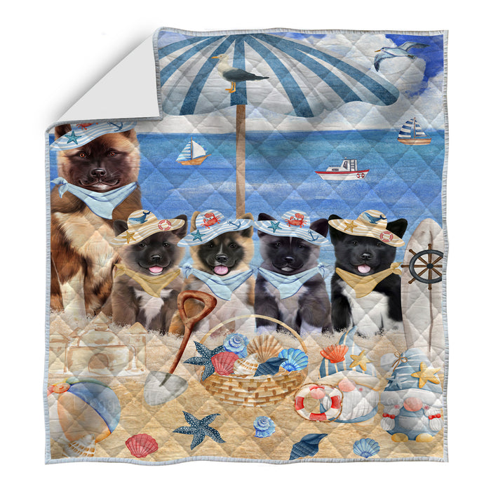 American Akita Bed Quilt, Explore a Variety of Designs, Personalized, Custom, Bedding Coverlet Quilted, Pet and Dog Lovers Gift