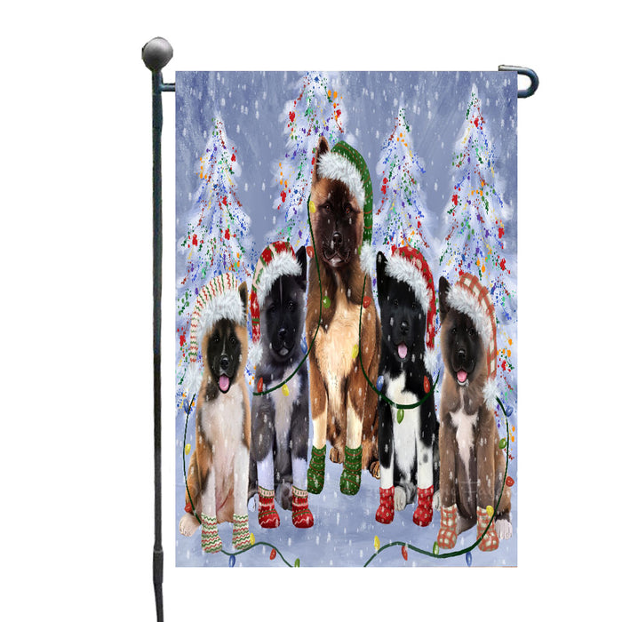 Christmas Lights and American Akita Dogs Garden Flags- Outdoor Double Sided Garden Yard Porch Lawn Spring Decorative Vertical Home Flags 12 1/2"w x 18"h