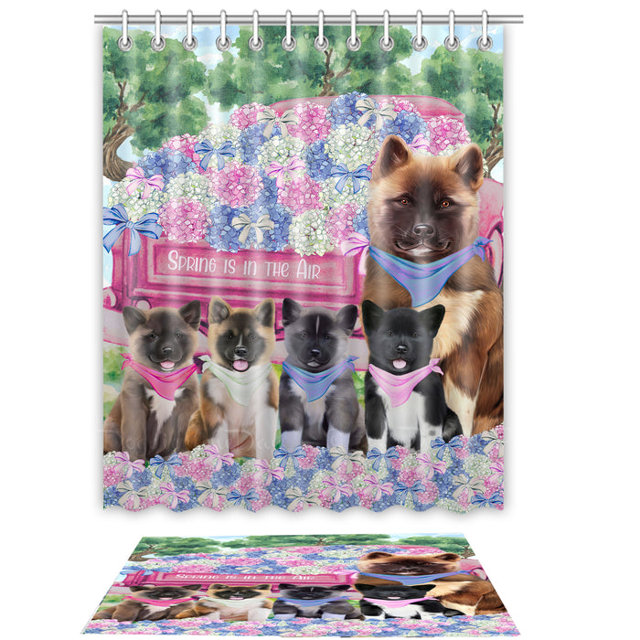 American Akita Shower Curtain with Bath Mat Combo: Curtains with hooks and Rug Set Bathroom Decor, Custom, Explore a Variety of Designs, Personalized, Pet Gift for Dog Lovers
