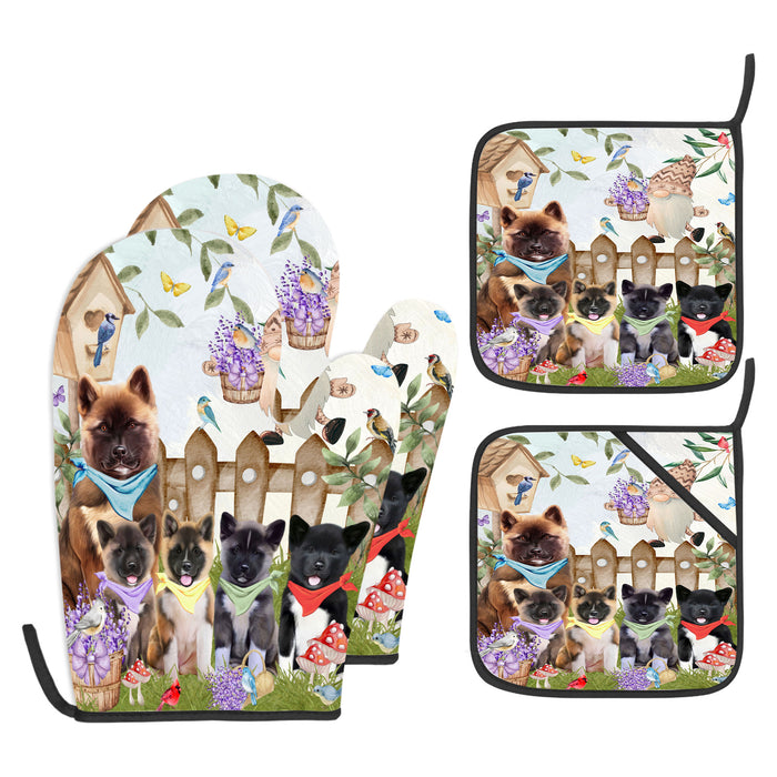 American Akita Oven Mitts and Pot Holder Set: Kitchen Gloves for Cooking with Potholders, Custom, Personalized, Explore a Variety of Designs, Dog Lovers Gift