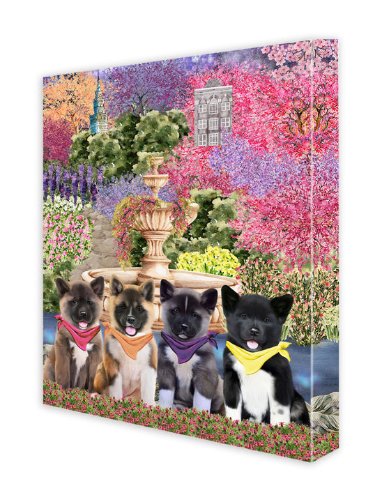 American Akita Dogs Canvas: Explore a Variety of Custom Designs, Personalized, Digital Art Wall Painting, Ready to Hang Room Decor, Gift for Pet Lovers