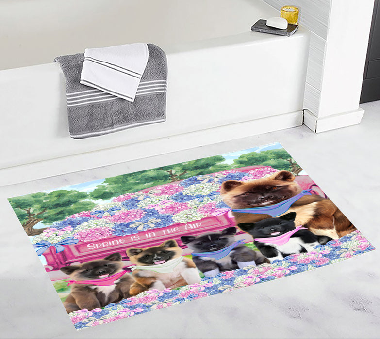 American Akita Custom Bath Mat, Explore a Variety of Personalized Designs, Anti-Slip Bathroom Pet Rug Mats, Dog Lover's Gifts