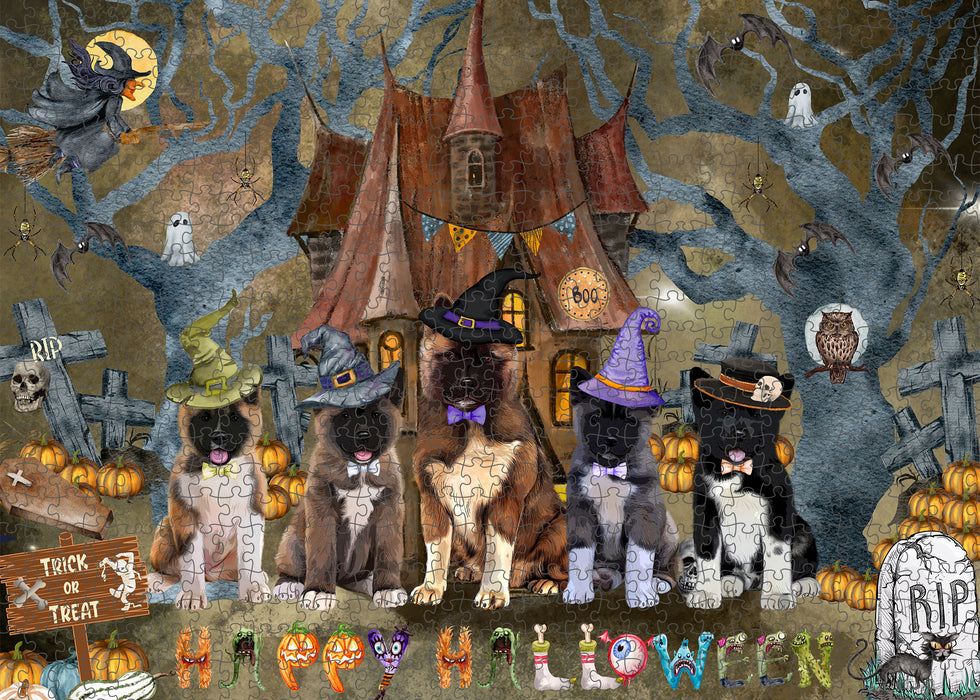 American Akita Jigsaw Puzzle: Explore a Variety of Designs, Interlocking Halloween Puzzles for Adult, Custom, Personalized, Pet Gift for Dog Lovers