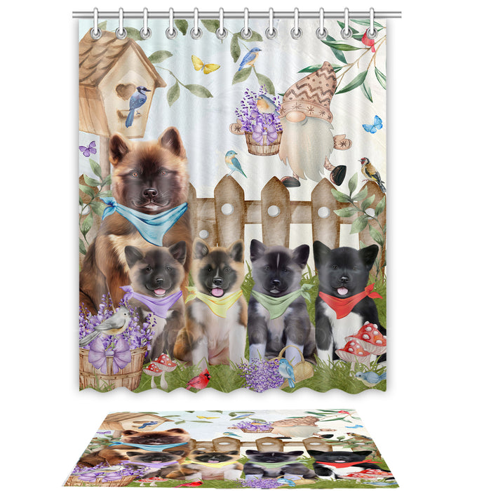 American Akita Shower Curtain with Bath Mat Set: Explore a Variety of Designs, Personalized, Custom, Curtains and Rug Bathroom Decor, Dog and Pet Lovers Gift
