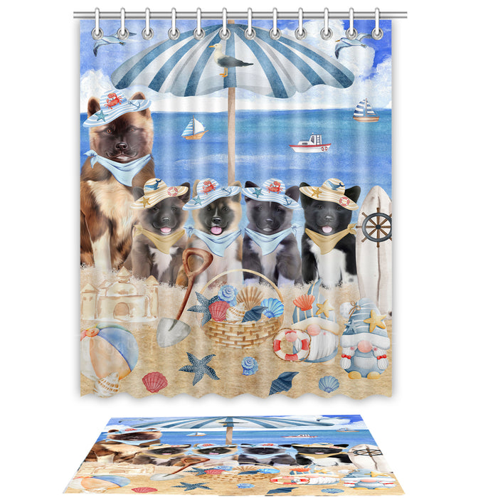 American Akita Shower Curtain & Bath Mat Set, Bathroom Decor Curtains with hooks and Rug, Explore a Variety of Designs, Personalized, Custom, Dog Lover's Gifts