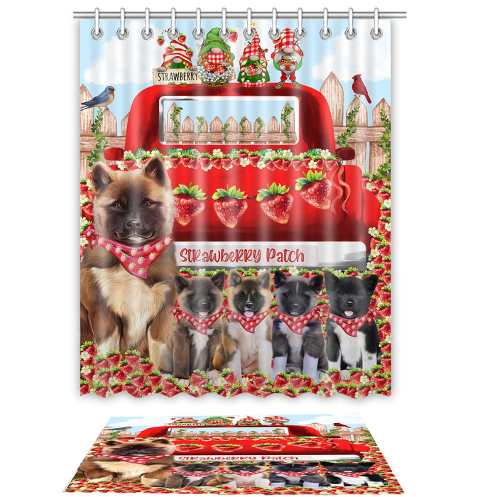 American Akita Shower Curtain with Bath Mat Set: Explore a Variety of Designs, Personalized, Custom, Curtains and Rug Bathroom Decor, Dog and Pet Lovers Gift