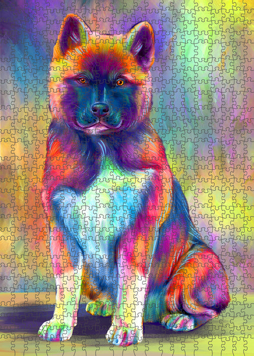Paradise Wave American Akita Dog Portrait Jigsaw Puzzle for Adults Animal Interlocking Puzzle Game Unique Gift for Dog Lover's with Metal Tin Box