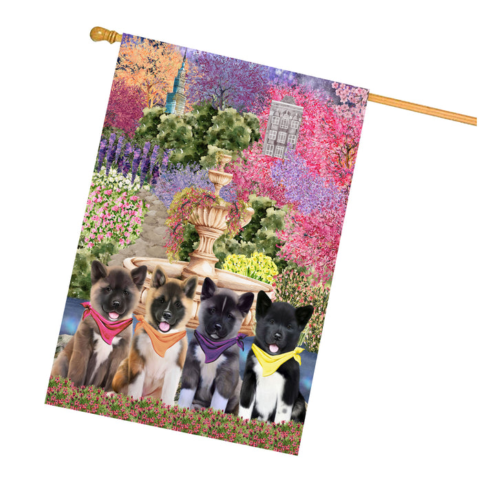 American Akita Dogs House Flag: Explore a Variety of Designs, Weather Resistant, Double-Sided, Custom, Personalized, Home Outdoor Yard Decor for Dog and Pet Lovers