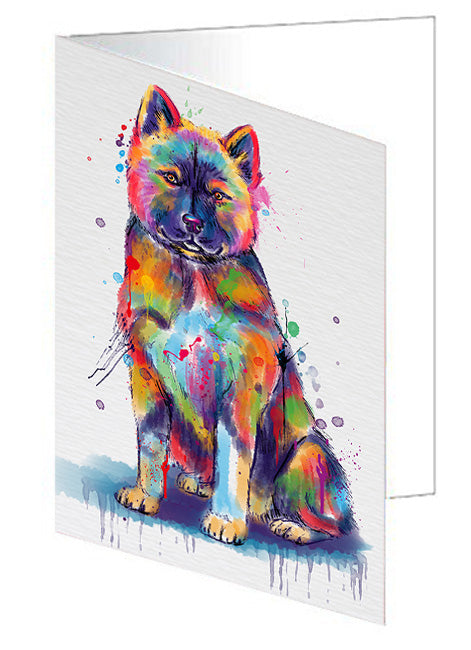 Watercolor American Akita Dog Handmade Artwork Assorted Pets Greeting Cards and Note Cards with Envelopes for All Occasions and Holiday Seasons GCD79910