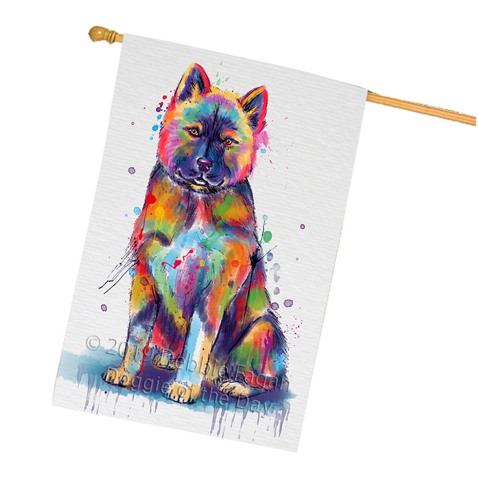Watercolor American Akita Dog House Flag FLG66402