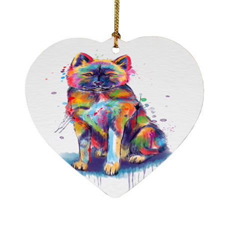 Watercolor American Akita Dog Heart Christmas Ornament HPORA58766