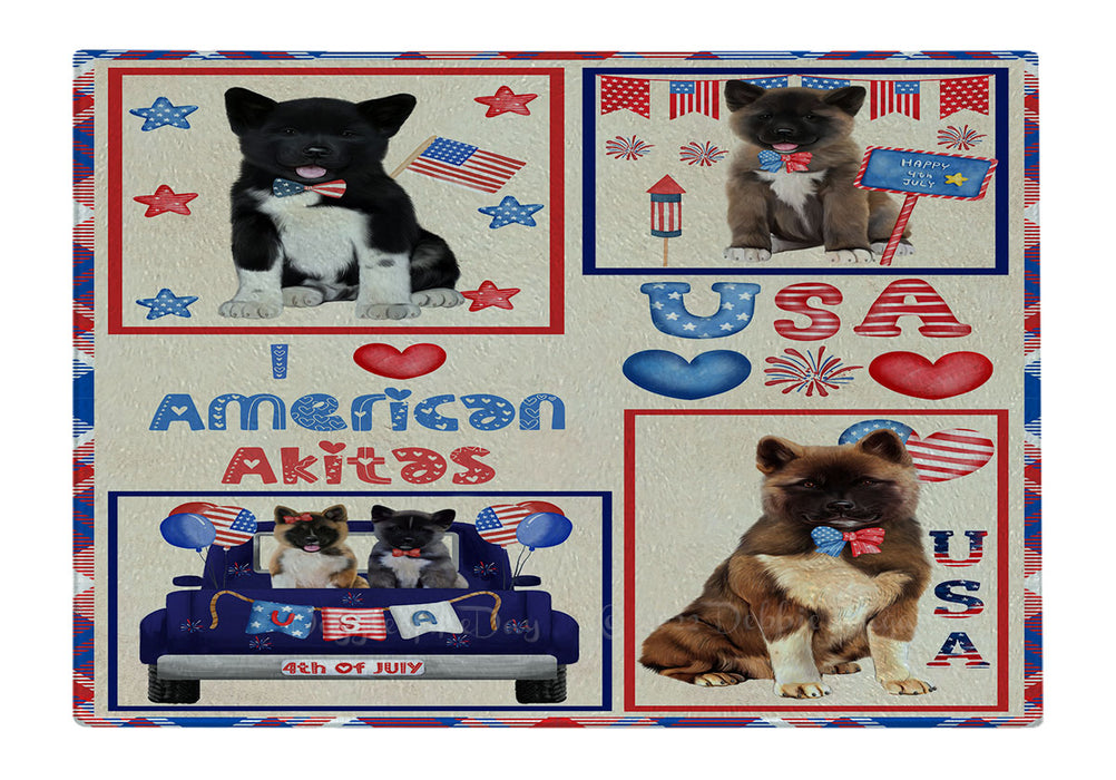 4th of July Independence Day I Love USA American Akita Dogs Cutting Board - For Kitchen - Scratch & Stain Resistant - Designed To Stay In Place - Easy To Clean By Hand - Perfect for Chopping Meats, Vegetables