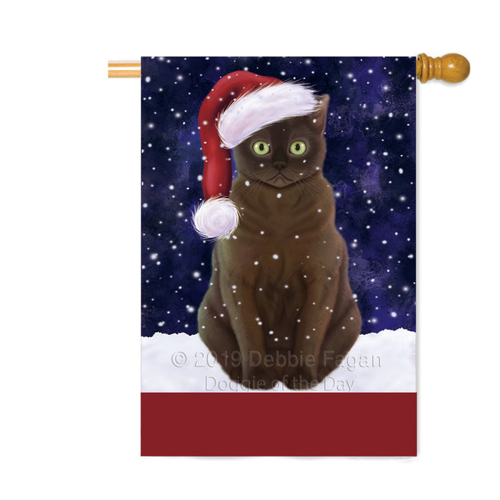 Personalized Let It Snow Happy Holidays American Bermese Zibeline Cat Custom House Flag FLG-DOTD-A62276