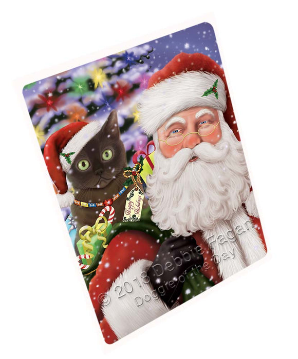 Santa Carrying American Bermese Zibeline Cat and Christmas Presents Magnet MAG71565 (Small 5.5" x 4.25")