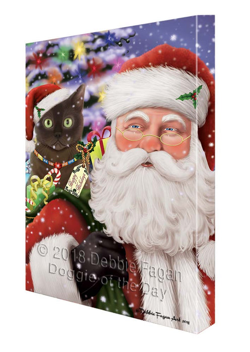 Santa Carrying American Bermese Zibeline Cat and Christmas Presents Canvas Print Wall Art Décor CVS119213
