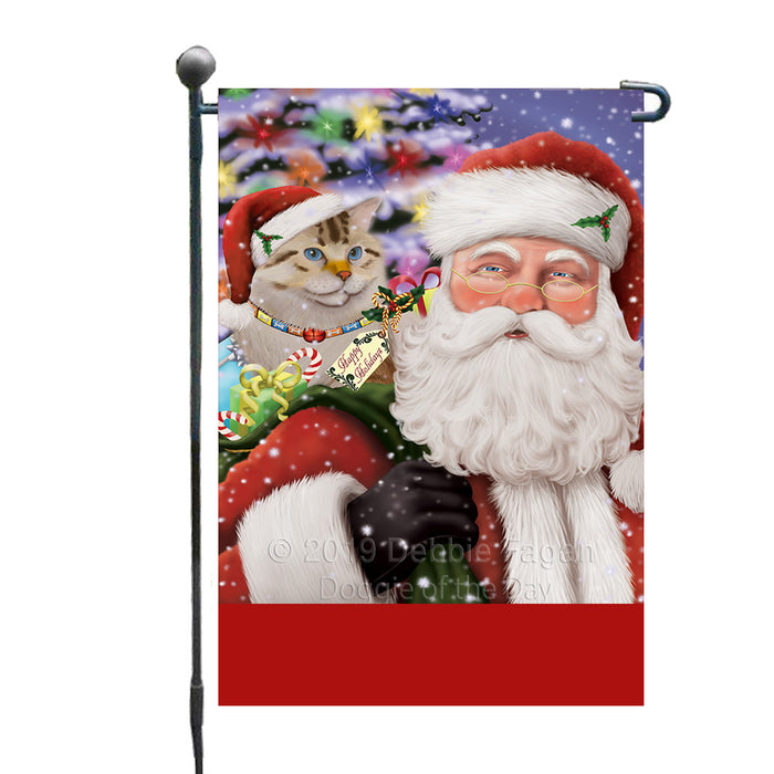 Personalized Santa Carrying American Bobtail Cat and Christmas Presents Custom Garden Flag GFLG63690