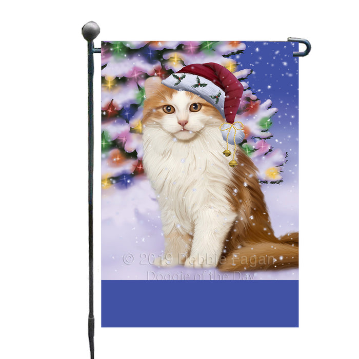 Personalized Winterland Wonderland American Curl Cat In Christmas Holiday Scenic Background Custom Garden Flags GFLG-DOTD-A61196