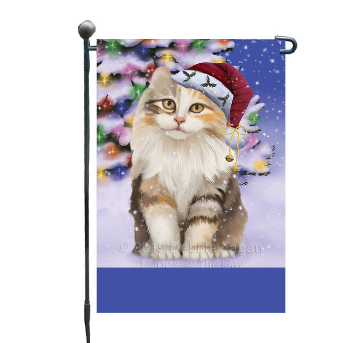 Personalized Winterland Wonderland American Curl Cat In Christmas Holiday Scenic Background Custom Garden Flags GFLG-DOTD-A61197