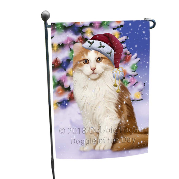 Winterland Wonderland American Curl Cat In Christmas Holiday Scenic Background Garden Flag GFLG55972