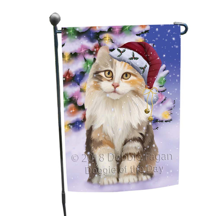Winterland Wonderland American Curl Cat In Christmas Holiday Scenic Background Garden Flag GFLG55971