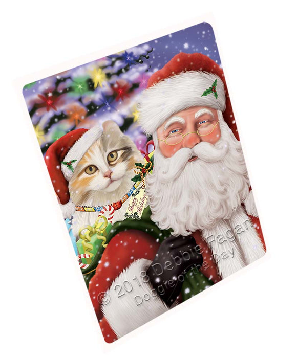 Santa Carrying American Curl Cat and Christmas Presents Large Refrigerator / Dishwasher Magnet RMAG95136