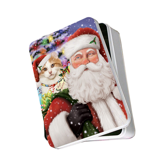 Santa Carrying American Curl Cat and Christmas Presents Photo Storage Tin PITN55422