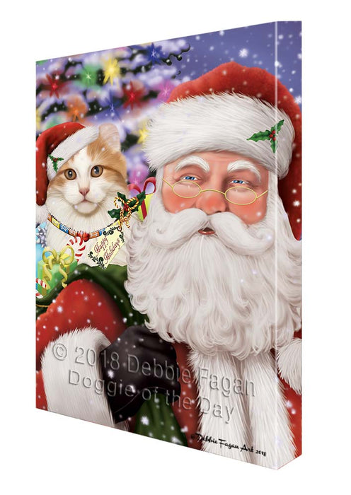 Santa Carrying American Curl Cat and Christmas Presents Canvas Print Wall Art Décor CVS119240